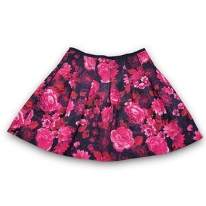 GAP Skirt Size 6 Women's Gap Pleated Skirt Floral Roses Rose Print Skater Skirt